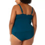 Plus Size Surplice Shirred Tankini Top & High-Waist Bikini Bottoms