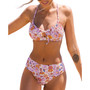 Women's Arty Petals Shirred Lace Back Bralette & Mid Rise Bikini Set