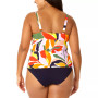 Plus Size Printed V-Neck Tankini Top & High-Waist Bikini Bottoms