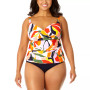 Plus Size Printed V-Neck Tankini Top & High-Waist Bikini Bottoms