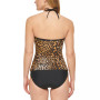 Women's Printed V-Wire Bandeau Halter Tankini Top & Hipster Bikini Bottoms