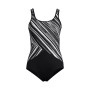 Women's Long Scoop Neck Soft Cup Tugless Sporty One Piece Swimsuit Print