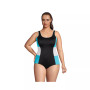 Women's Plus Size Long Scoop Neck Soft Cup Tugless Sporty One Piece Swimsuit