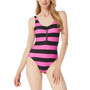 Women's Striped Zip-Front One-Piece Swimsuit
