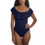 Island Goddess Off-The-Shoulder Ruffled Tummy-Control One-Piece Swimsuit