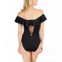 Island Goddess Off-The-Shoulder Ruffled Tummy-Control One-Piece Swimsuit