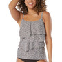 Women's Aura Printed Ruffle-Front Tankini