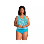 Women's Plus Size Chlorine Resistant V-neck One Piece Fauxkini Swimsuit Faux Tankini Top
