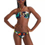Women's Printed Keyhole Bikini Top & Full-Coverage Bottoms