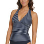 Women's Printed Halter Side-Shirred Tankini Top