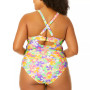Trendy Plus Size Dazy Daisy Cinch-Front X-Back Tankini Top & Bikini Bottoms, Created for Macy's