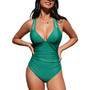 Women's Release Happiness Ruched Cross Back One Piece Swimsuit