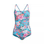 Women's Chlorine Resistant Smocked Square Neck One Piece Swimsuit with Adjustable Straps