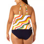 Plus Size Printed High-Neck Tankini Top & High-Waist Bikini Bottoms