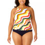 Plus Size Printed High-Neck Tankini Top & High-Waist Bikini Bottoms