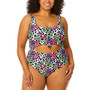 Trendy Plus Size Leopard Love Cutout One-Piece Swimsuit, Created for Macy's