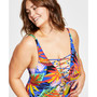 Plus Size Night Safari Lace-Up One-Piece Swimsuit