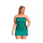 Women's Plus Size Chlorine Resistant Bandeau Tankini Swimsuit Top with Removable Adjustable Straps