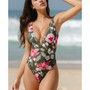 Women's Funky Flowers V-Wire Plunge Cheeky One Piece Swimsuit