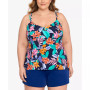 Plus Size Printed Double-Strap Princess Tankini Top & Swim Bottoms, Created For Macy's