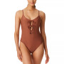 Women's Snake-Print Keyhole Tie-Front One-Piece Swimsuit