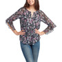 Juniors' Cutout Ruffle-Sleeve Top
