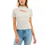 Juniors' Cutout Mock-Neck Top