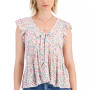 Juniors' Ruffled Textured Tie-Neck Top