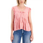 Juniors' Ruffled Textured Tie-Neck Top