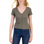 Juniors' Snap-Front Short-Sleeve Henley Tee