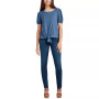 Juniors' Round-Neck Mixed-Media Tie-Hem Top