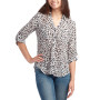 Juniors' Printed Button-Front Roll-Tab-Sleeve Shirt