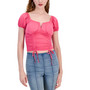 Juniors' Double-Ruched Short-Sleeved Top