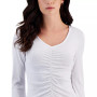 Juniors' Shirred-Bell Sleeve Top