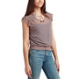 Juniors' Geo Mesh Tie-Front Short-Sleeve Top