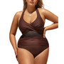 Women's Boho Rhapsody Mesh Cross Back Plus Size One Piece Swimsuit