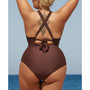 Women's Boho Rhapsody Mesh Cross Back Plus Size One Piece Swimsuit