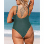 Women's Plus Size One Piece Swimsuit V Neck Mesh Sheer Bathing Suit
