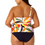Plus Size Printed Asymmetric-Side-Tie Tankini Top & High-Waist Bikini Bottoms