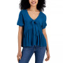 Juniors' Puff-Sleeve Bow Babydoll Top