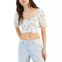 Juniors' Tie-Back Peasant Top