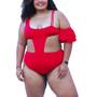 Rafa ruffle sleeve high waisted one piece women's plus size swimsuit