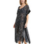 Women's Printed Bordered Maxi Chiffon Kaftan Swim Cover-Up
