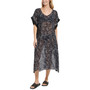 Women's Printed Bordered Maxi Chiffon Kaftan Swim Cover-Up
