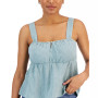 Juniors' Cotton Eyelet Empire-Waist Tank