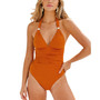 Women's Be Shine Lurex Shirred Halter One Piece Swimsuit