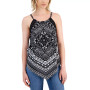 Juniors' Crochet-Trim Asymmetric-Hem Top
