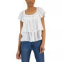 Juniors' Ruffled Flutter-Sleeve Peasant Top