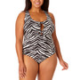 Salt + Cove Juniors' Plus Size Printed Knot-Front Cross-Back One-Piece Swimsuit, Created for Macy's