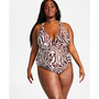 Plus Size Fierce Lines X-Back One-Piece Swimsuit